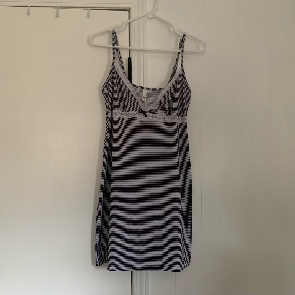 Laura Ashley Navy and White Striped Chemise